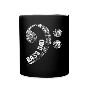 Papa spielt Bass Papa ist Bassist - Tasse einfarbig - Schwarz - Vorne
