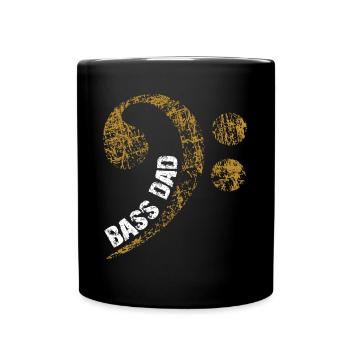 Papa spielt Bass Papa ist Bassist - Tasse einfarbig - Schwarz - Vorne