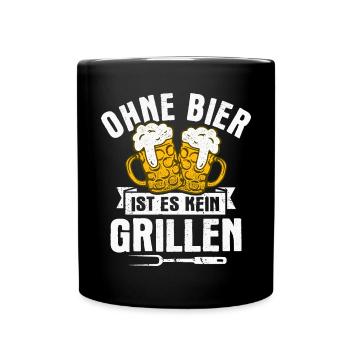 Griller BBQ Grill Grillmeister Grillen Grillparty - Tasse einfarbig - Schwarz - Vorne