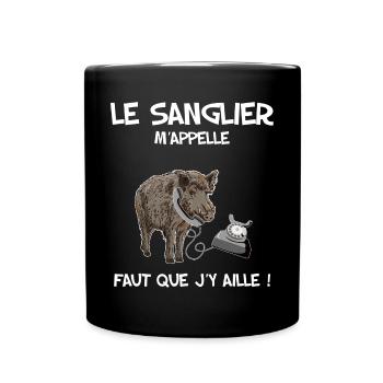 Sanglier Idée Cadeau Rigolo Pour Homme Chasseur - Mug uni - noir - Devant