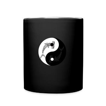 Hai Fisch Tauchen Ying und Jang - Tasse einfarbig - Schwarz - Vorne