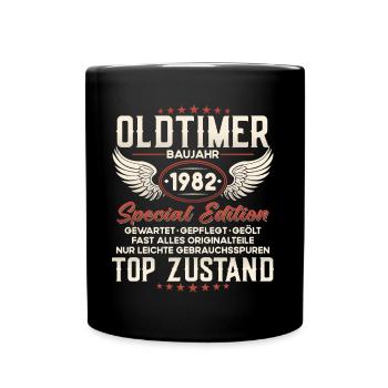 Oldtimer Baujahr 1982 Geburtstag Geschenk - Tasse einfarbig - Schwarz - Vorne
