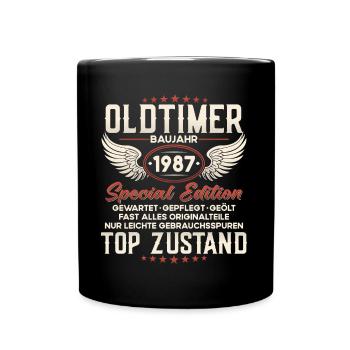 Oldtimer Baujahr 1987 Geburtstag Geschenk - Tasse einfarbig - Schwarz - Vorne
