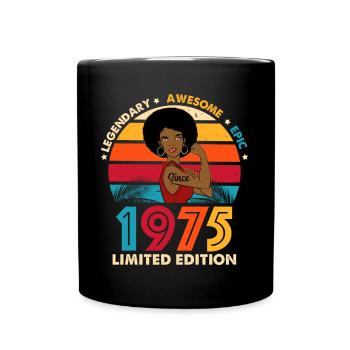 1975 Anniversaire Afro Femme Edition Limitée - Mug uni - noir - Devant