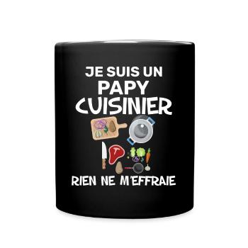 Papy Cuisinier Idée Cadeau Homme Humour - Mug uni - noir - Devant