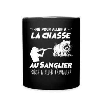 Né pour Chasser Le Sanglier Cadeau Homme Chasseur - Mug uni - noir - Devant