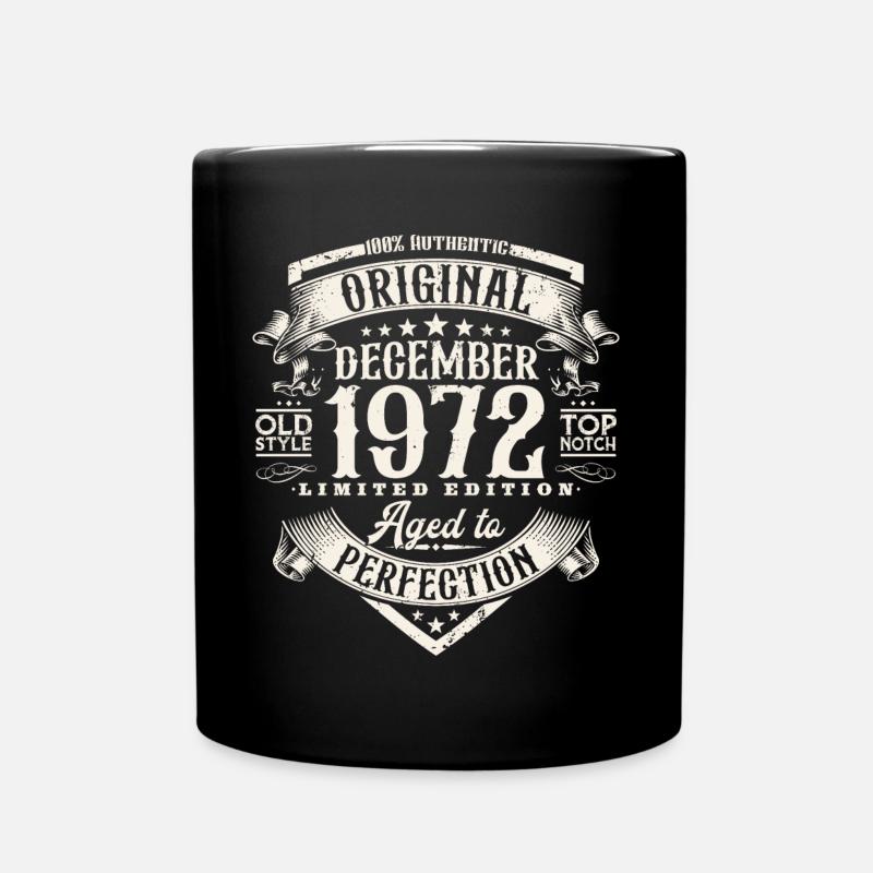 Décembre 1972 vintage anniversaire rétro cadeau - Mug uni - noir