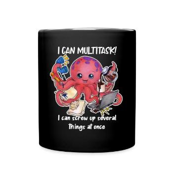 Multitasking Oktopus Lustiger Bürohumor Geschenk - Tasse einfarbig - Schwarz - Vorne