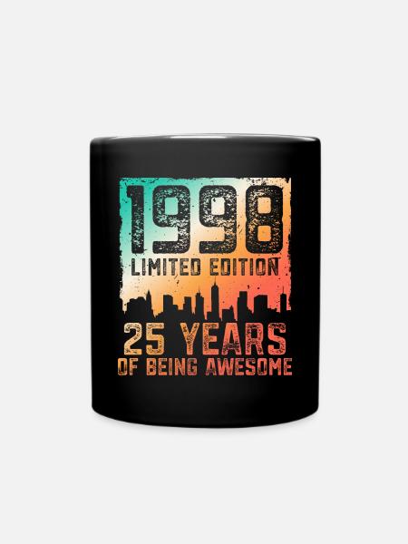 25 anniversaire 25 ans né en 1998 - Mug uni - noir