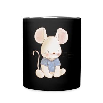 Maus Familie Mama Baby T-Shirt - Tasse einfarbig - Schwarz - Vorne