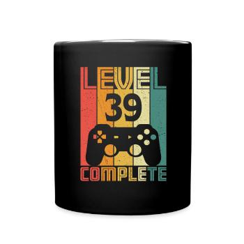 39. Geburtstag Gamer Level 39 Complete 39 Jahre - Tasse einfarbig - Schwarz - Vorne