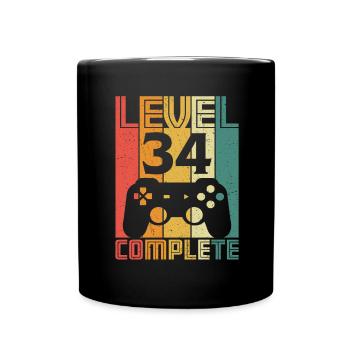 34th birthday Gamer Level 34 Complete 34 years - Full Colour Mug - black - Front