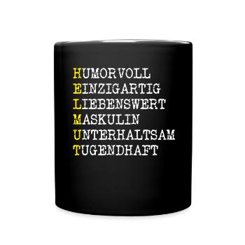 Positive Eigenschaften Helmut - Tasse einfarbig - Schwarz - Vorne