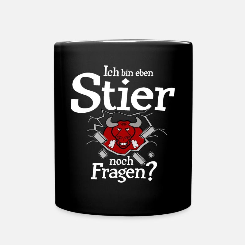 Stier Tierkreiszeichen Sternzeichen - Tasse einfarbig - Schwarz