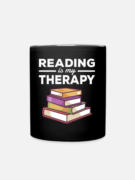 Book Reading Relax Therapy Book Lover - Full Colour Mug - black