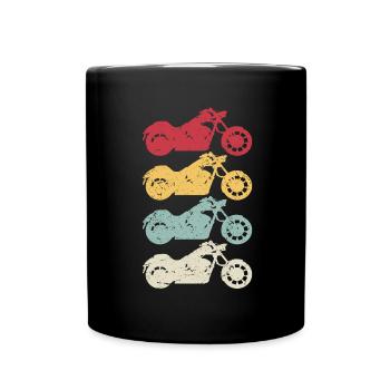 Chopper Motorcycle Cruiser Retro Motorcyclist - Full Colour Mug - black - Front