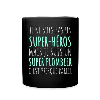 Plombier super héros humour cadeau pour plombier - Mug uni - noir - Devant
