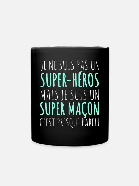 Maçon super héros humour cadeau pour maçon - Mug uni - noir