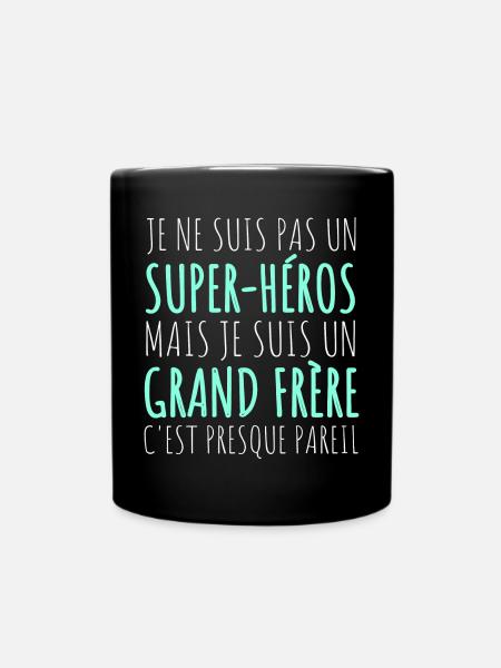 Grand frère super héros humour frère cadeau - Mug uni - noir