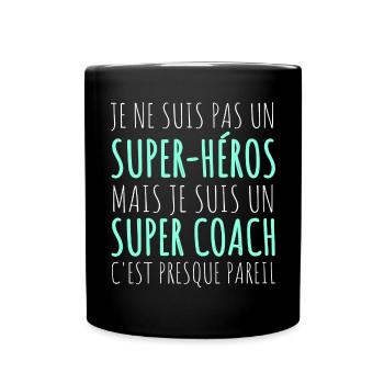 Coach super héros humour coach sportif cadeau - Mug uni - noir - Devant