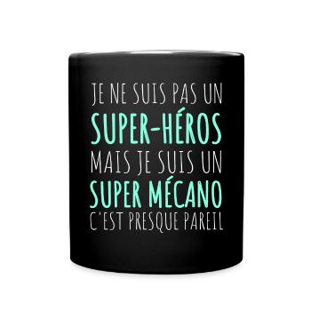 Mécanicien super-héros humour mécanique cadeau - Mug uni - noir - Devant