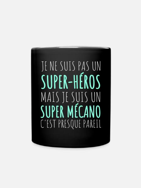 Mécanicien super-héros humour mécanique cadeau - Mug uni - noir