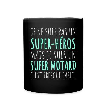Motard super héros humour moto cadeau - Mug uni - noir - Devant