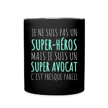 Avocat super héros humour avocat cadeau - Mug uni - noir - Devant