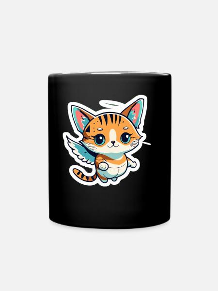 Guardian Angel Cat Spirituality Angel Gift - Full Colour Mug - black