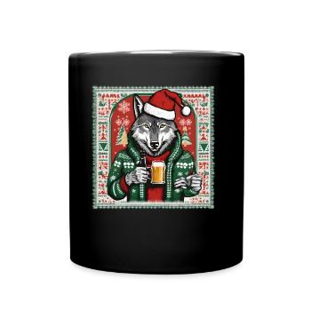 Wolf - Tasse einfarbig - Schwarz - Vorne