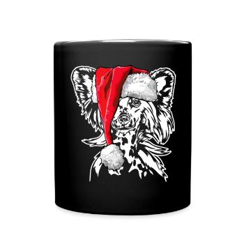 Père Noël chinois Chien à crête Signes de Noël - Mug uni - noir - Devant