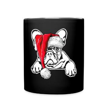 Signes de Noël du Père Noël bouledogue français - Mug uni - noir - Devant