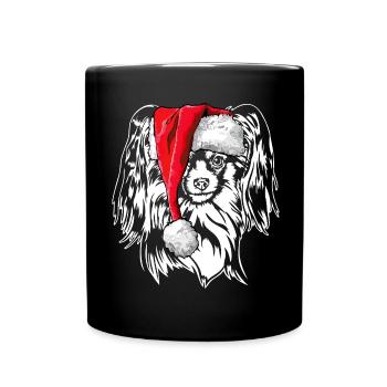 Santa Papillon Christmas St. Nicholas Dogs Wilsigns - Full Colour Mug - black - Front