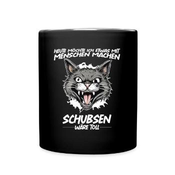 Gerne was mit Menschen machen schubsen wäre toll - Tasse einfarbig - Schwarz - Vorne