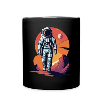 Astronaut - Vintage Illustration - Full Colour Mug - black - Front