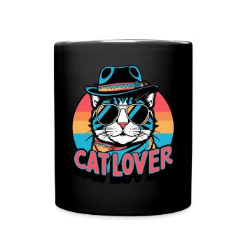 Cat Lover Retro Design - Full Colour Mug - black - Front