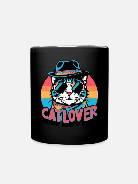 Cat Lover Retro Design - Tasse einfarbig - Schwarz