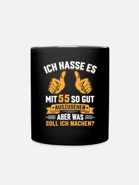 55. Geburtstag Mann Frau 55 Jahre - Tasse einfarbig - Schwarz