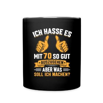 70. Geburtstag Mann Frau 70 Jahre - Tasse einfarbig - Schwarz - Vorne