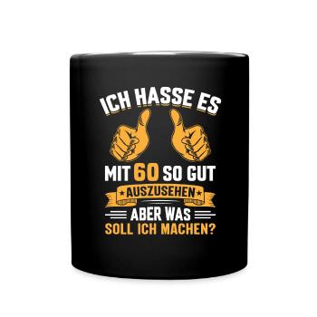 60. Geburtstag Mann Frau 60 Jahre - Tasse einfarbig - Schwarz - Vorne