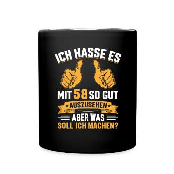 58. Geburtstag Mann Frau 58 Jahre - Tasse einfarbig - Schwarz - Vorne