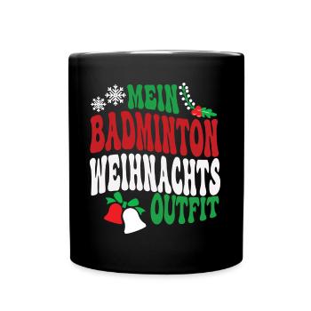 Weihnachten Badminton Badmintonspieler XMAS Outfit - Tasse einfarbig - Schwarz - Vorne
