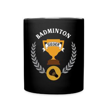 Badminton Sieger Gewinner Turnier Meisterschaft - Tasse einfarbig - Schwarz - Vorne
