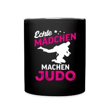 echte mädchen machen judo - Tasse einfarbig - Schwarz - Vorne