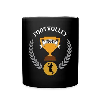 Footvolley Sieger Gewinner Turnier Meisterschaft - Tasse einfarbig - Schwarz - Vorne