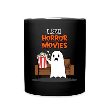 Ich liebe Horrorfilme - Lustiges Gespenst - Tasse einfarbig - Schwarz - Vorne