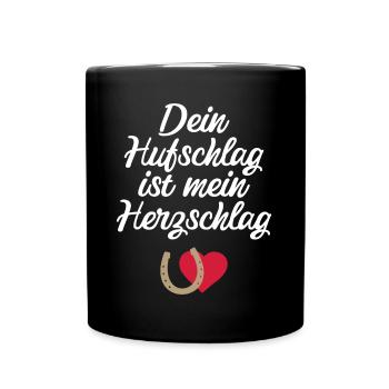 Reiter Hufschlag Herzschlag - Tasse einfarbig - Schwarz - Vorne