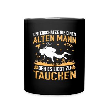 Alten Mann der es liebt zu tauchen - Tasse einfarbig - Schwarz - Vorne