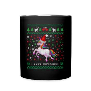 XMAS Einhorn: Magische Weihnachten - Tasse einfarbig - Schwarz - Vorne