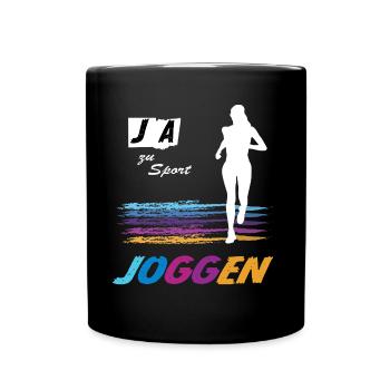 JA zu Laufen & Sport 🏃 Bunte Vibes - Tasse einfarbig - Schwarz - Vorne